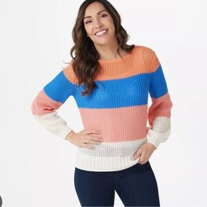 Candace Cameron Bure Colorblock Striped Women's Sweater